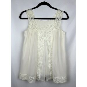 Vintage Shadowline White Lace Babydoll Top Retro Bridal Lingerie Petite XS/S